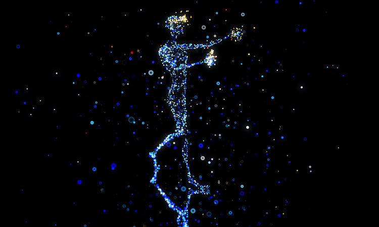 A person formed of stars in space