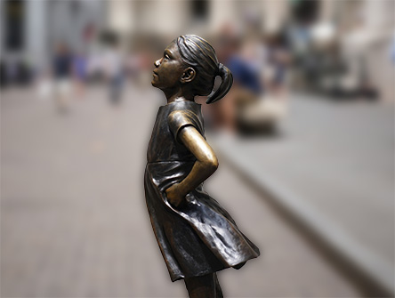 "Fearless Girl" on Wall Street in New York City. 