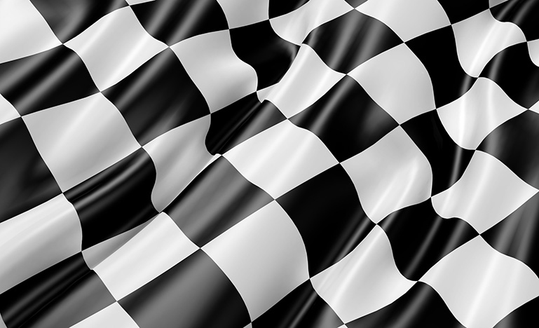 Close up of flowing black and white checkered fabric