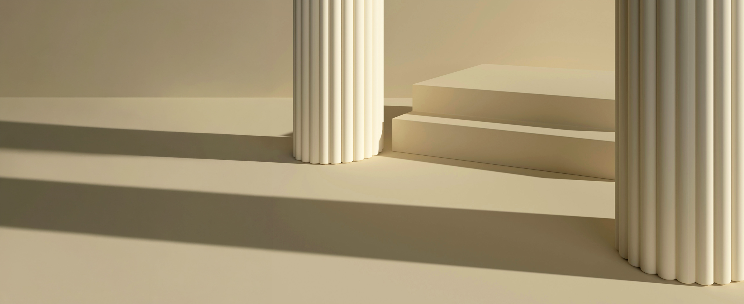 Two large pillars with a podium between them.