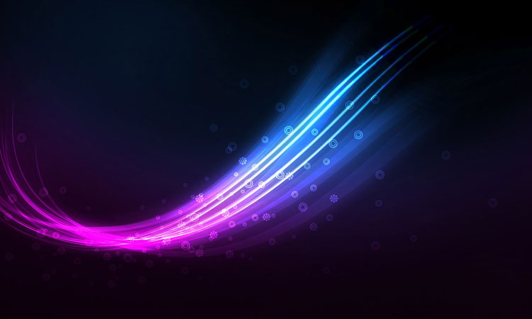 Colorful abstract wave of purple and blue against black background