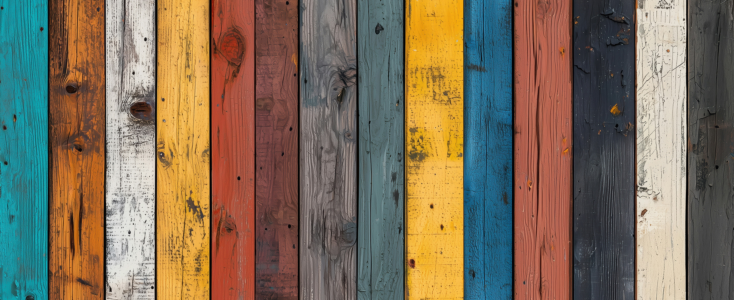 Wood boards of different colours lined up together.