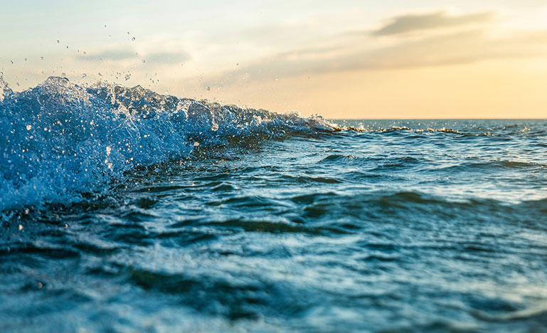 Close up of an ocean wave.