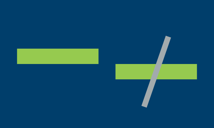 Green hyphen on blue background