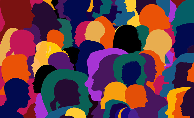 An illustration of a diverse group of people.